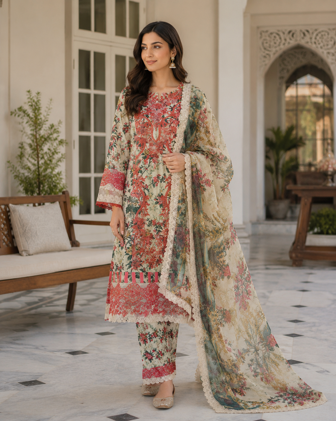 HARSHA COTTON PATCH SUIT ELAAF