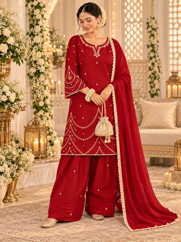 MAROON FARSHI HANDWORK SUIT Q