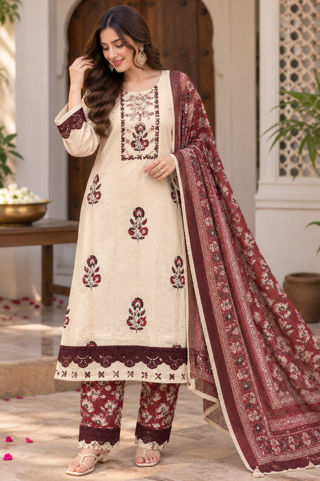 SOUTH COTTON READYMADE EMBROIDERY SUIT
