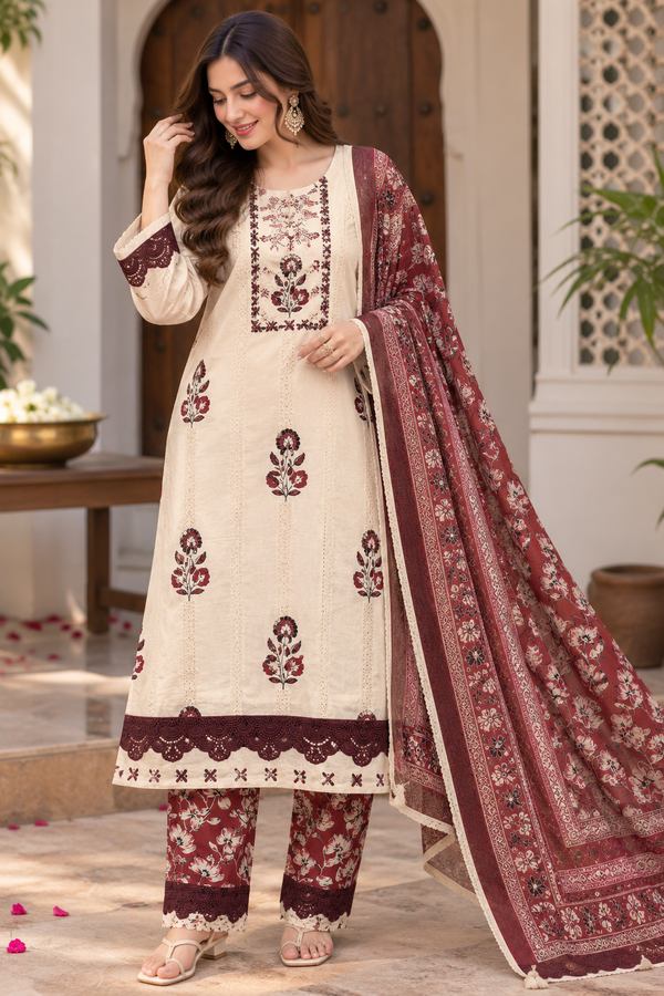 SOUTH COTTON READYMADE EMBROIDERY SUIT