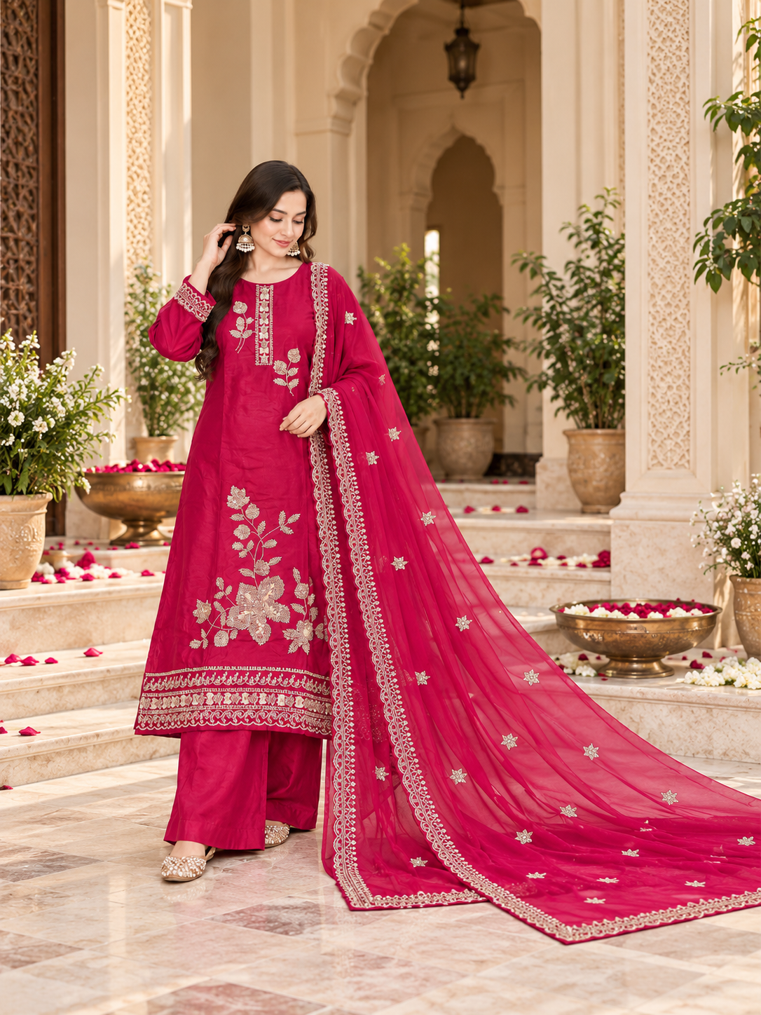 UPADA SILK READYMADE EMBROIDERY SUIT 8001 Q