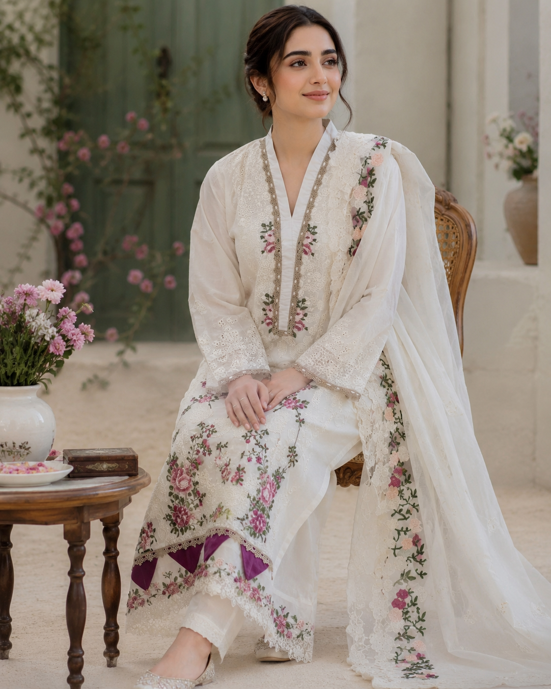 YUMNA OFF-WHITE READYMADE SUIT