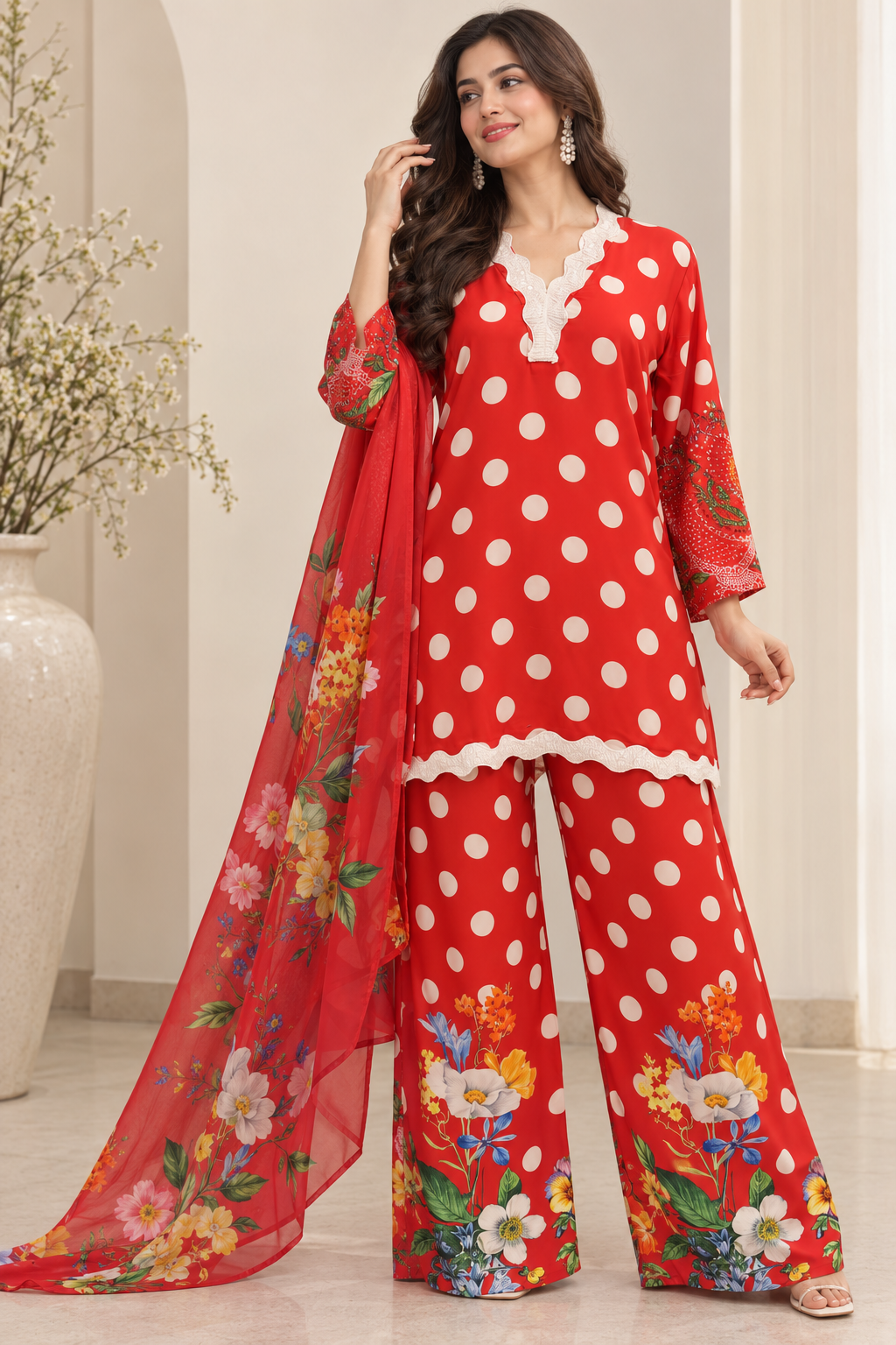 POLKA DOT RAYON SUIT
