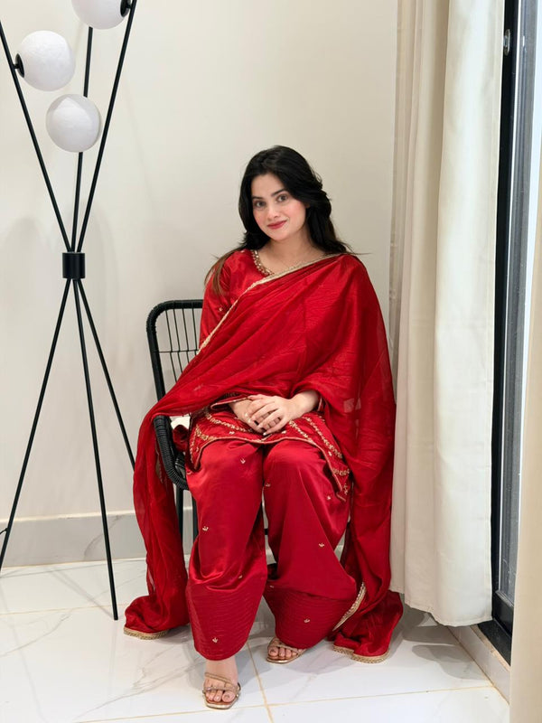 MAROON FARSHI HANDWORK SUIT