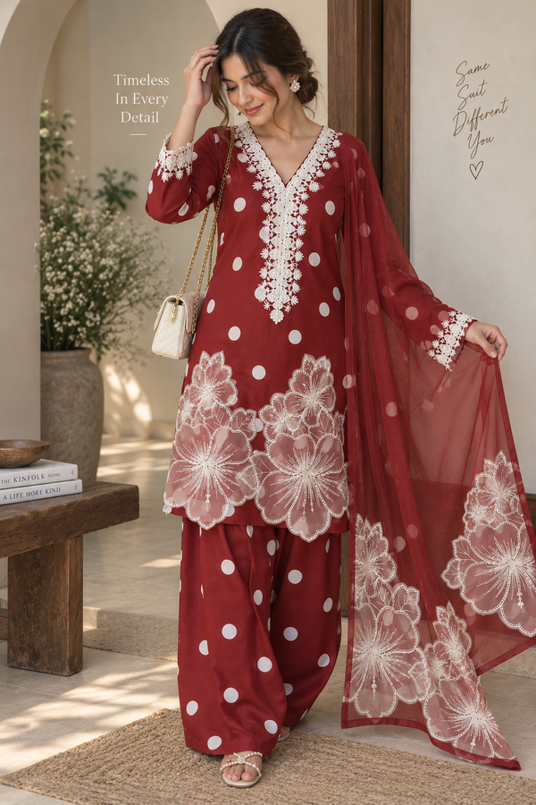 POLKA DOT GEAOGETTE FARSHI SHALWAR SUIT 2
