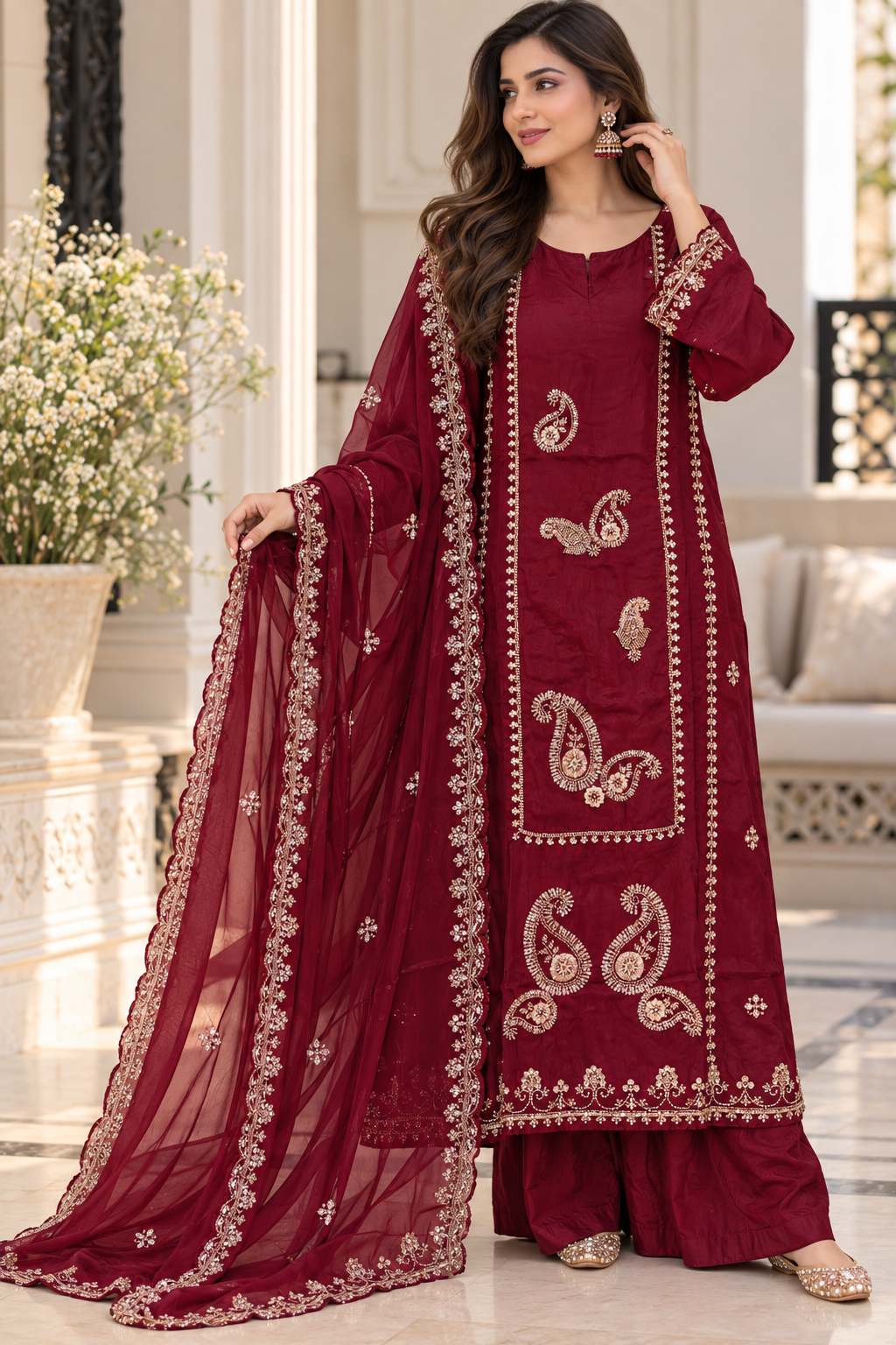 UPADA SILK READYMADE EMBROIDERY SUIT 8001 Q4