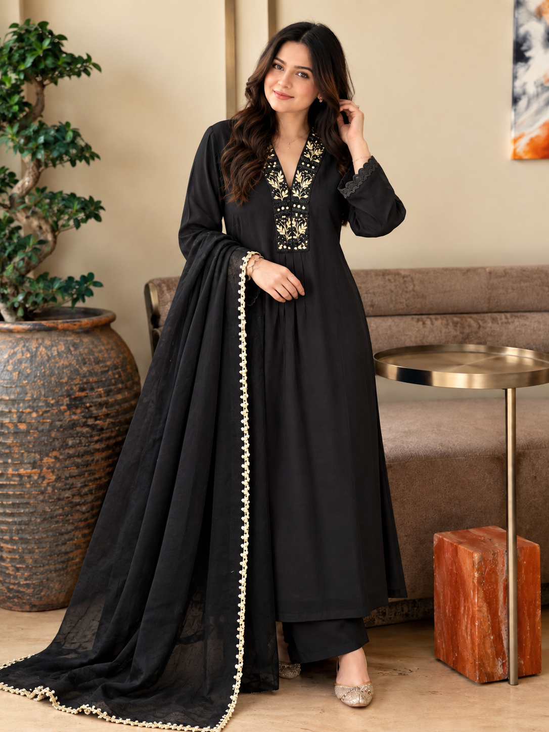 MUL CHANDERI HANDWORK SUIT 6 Q 1001