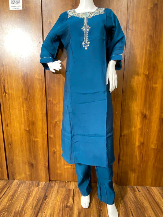 BLUE ROMAN SILK READY MADE SUIT