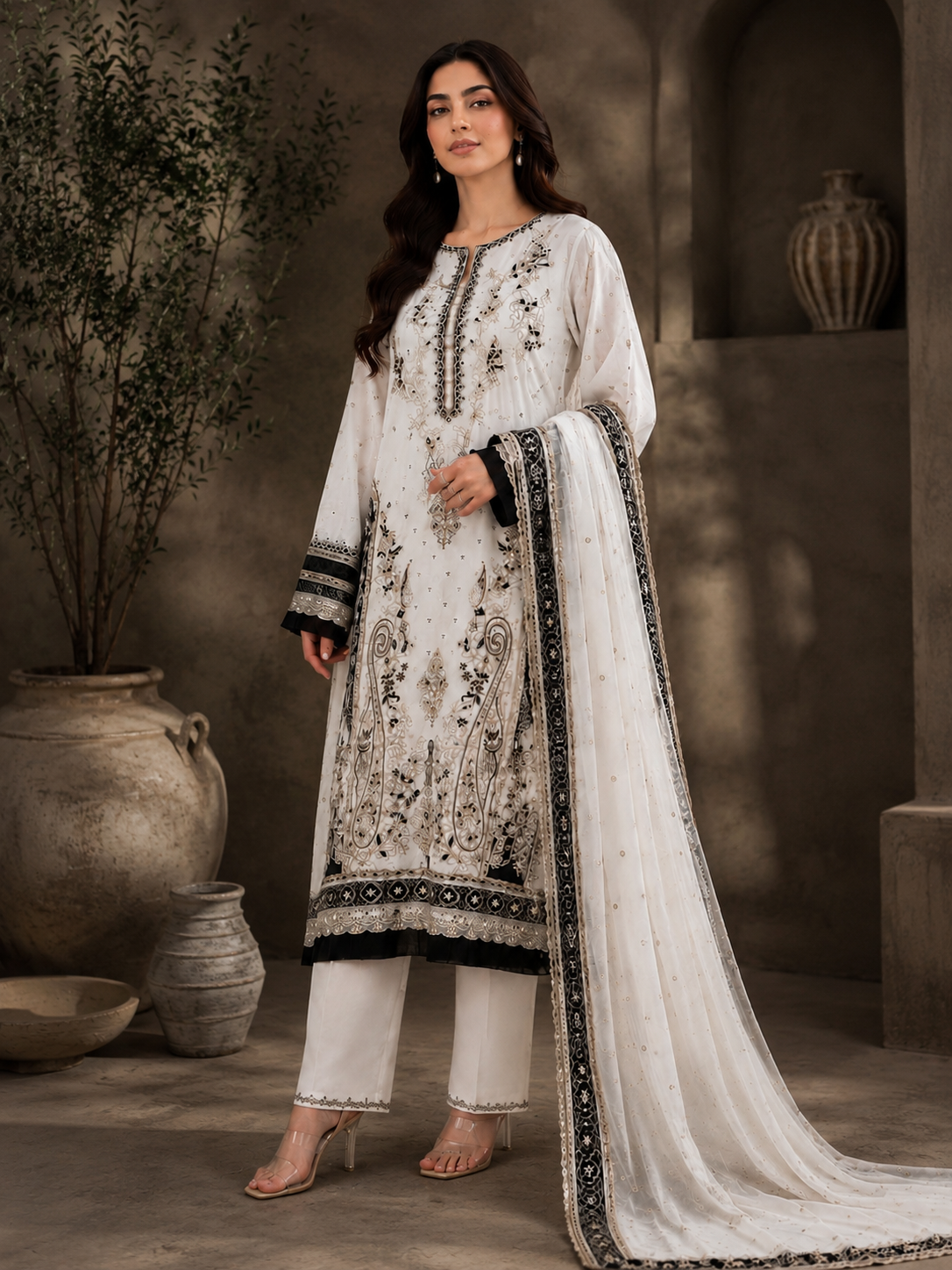 MUSLIN EMBROIDERY READYMADE SUIT