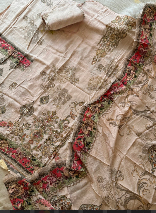 BLUSH PINK PURE MUSLIN EMBROIDERY SUIT 301
