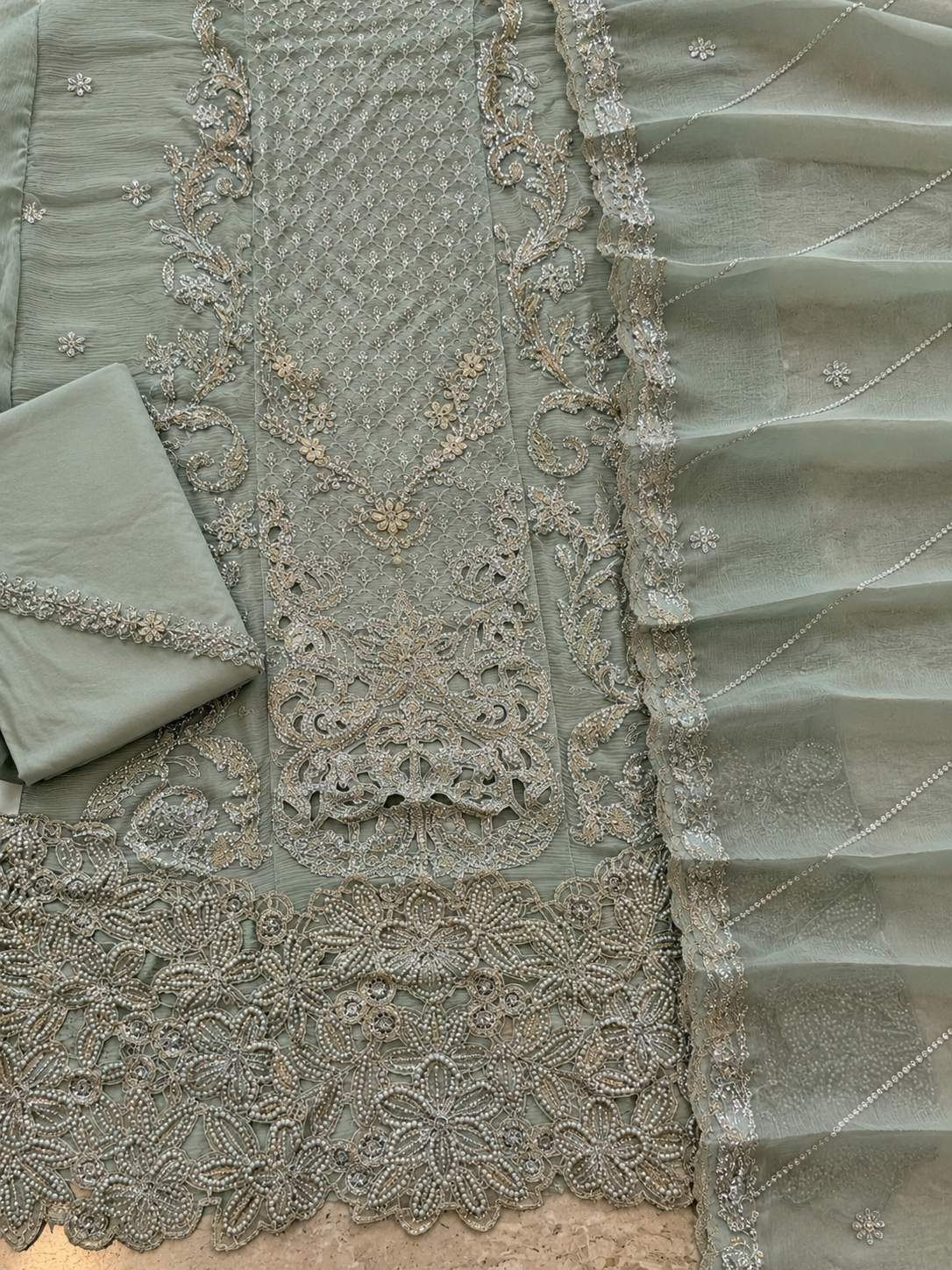 CHIFFON EMBROIDERY SUIT 3 Q