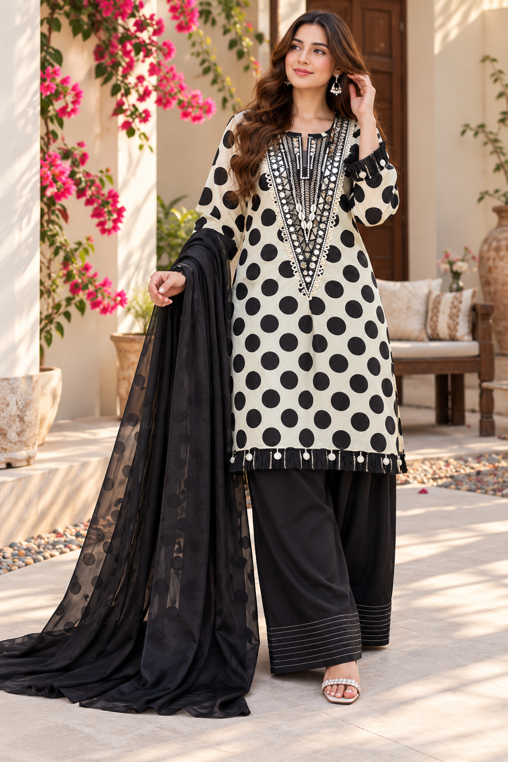 POLKA FARSHI SHALWAR SUIT 1 Q