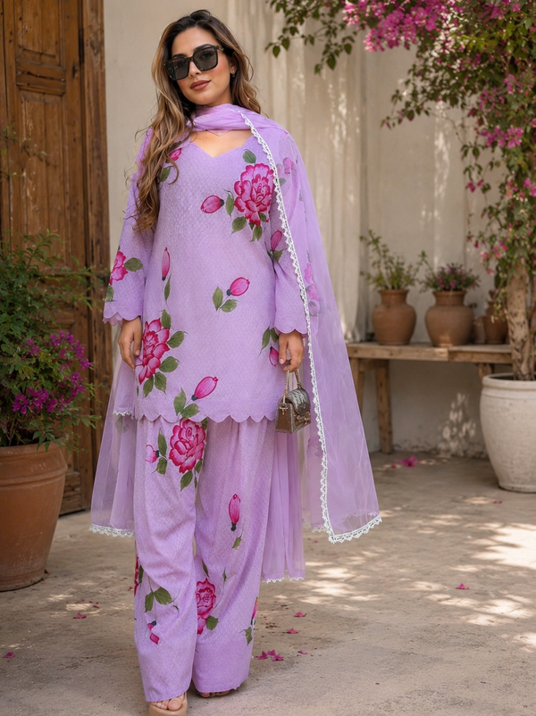 HAND PAINTED FARSHI SHALWAR SUIT 1 R