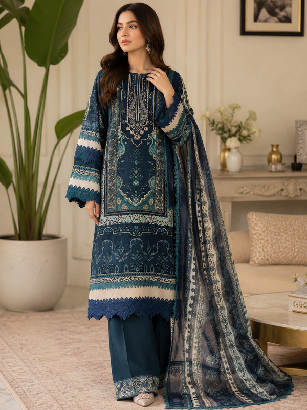 DARK BLUE PATCH READYMADE SUIT