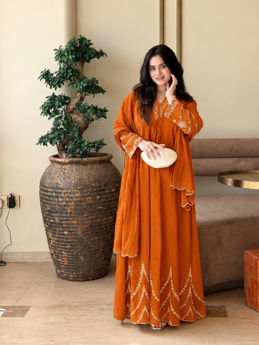 MUL CHANDERI HANDWORK FROCK 8001 Q