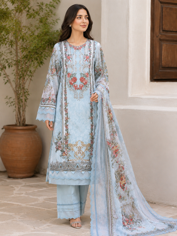 SKY BLUE PATCH READYMADE SUIT