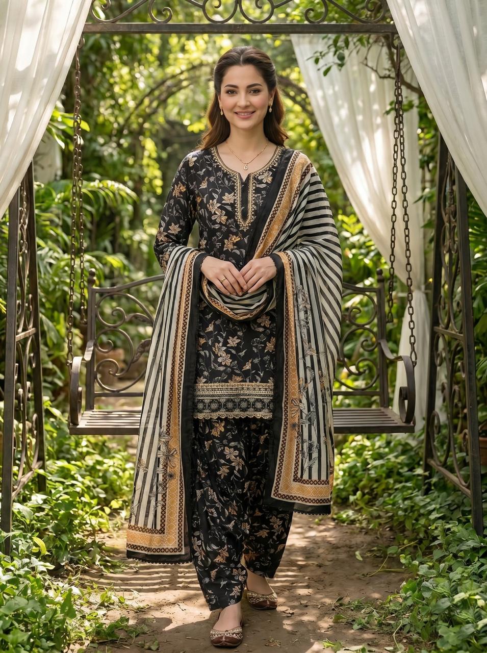 HANIA CREPE FARSHI SHALWAR SUIT 3 Q