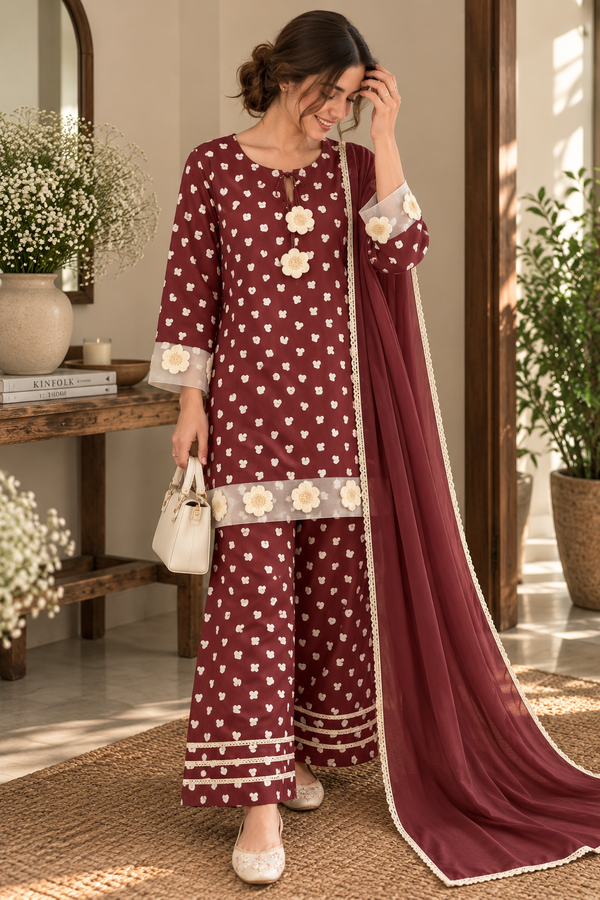 AIZA HEART PRINT CO-ORD SET 1 Q